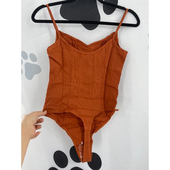 Free People NWT Last Rose Bodysuit Spaghetti Straps Sweetheart Neck Amber S New - Picture 4 of 12